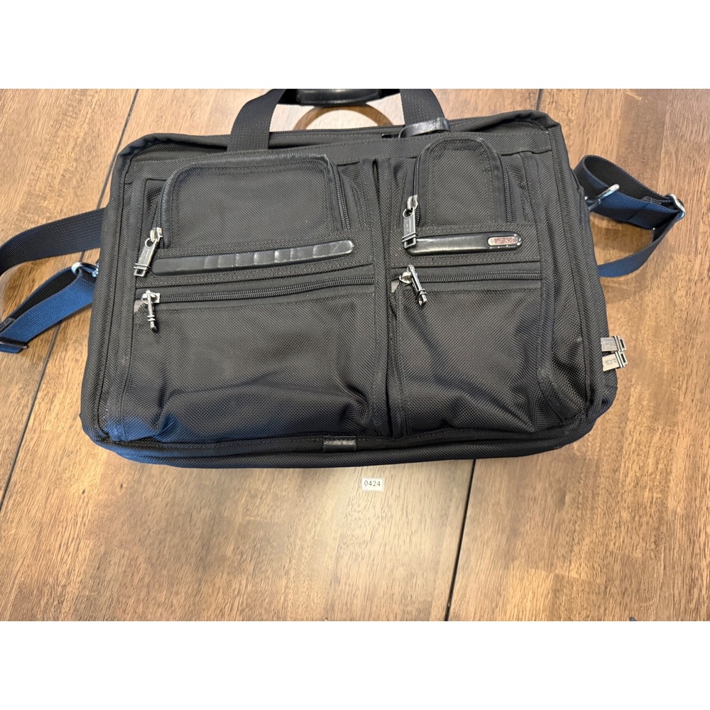 Tumi Alpha Black Ballistic Nylon Expandable Briefcase Laptop Bag Travel Office - Picture 13 of 13